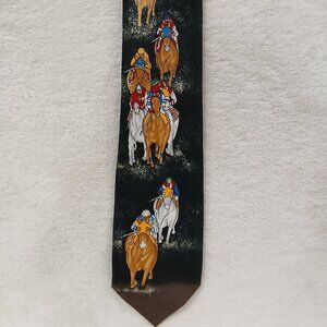 Men's Renaissance Vintage Jockey Horse Racing Necktie HandMade Polyester Novelty
